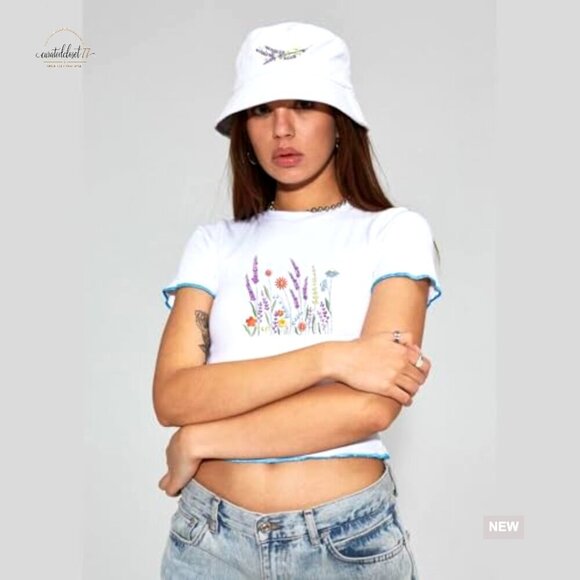 Reversible Wildflower Print Bucket Hat Unisex Sun Protection Foldable